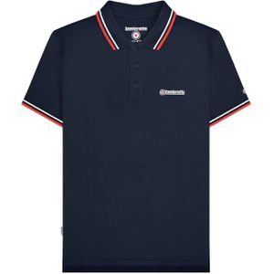 Lambretta Heren SS25 Twin Tip Poloshirt (Marine, Wit)