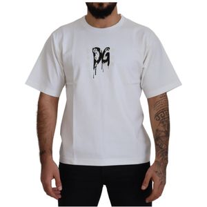 Dolce & Gabbana Graffiti-logoprint met T-shirt met rubbereffect in wit