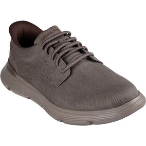 Skechers Garza Clive Cotton herenschoenen donker taupe met vetersluiting