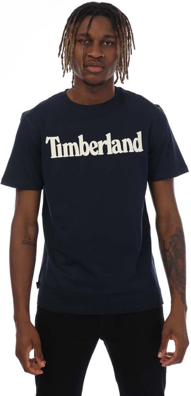 Heren Timberland Northwood Wordmark Logo T-shirt in Marineblauw