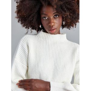 Gebreide trui met hoge kraag en ballonmouwen