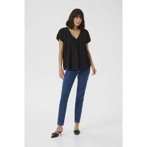 Blouse met korte mouwen Regular fit Black