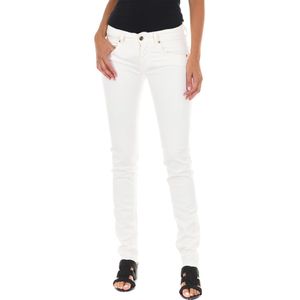 Jeans - Wit - Lange Jeansbroek - Vrouw - Smal Gesneden Zomen