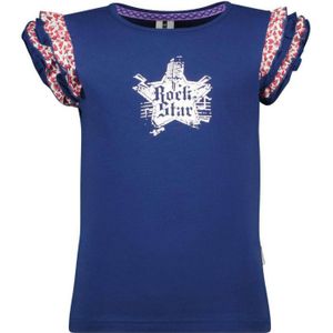 B.Nosy T-shirt B.A Star met printopdruk en ruches donkerblauw/rood/wit