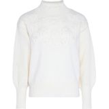 myMo - Trui - Wolwit - Geborduurde Bloemen - Lantaarnmouwen