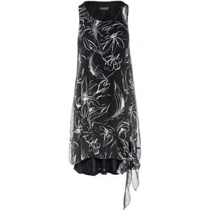 Mouwloze dubbellaagse jurk in zwart en wit