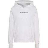 Tommy Jeans Hoodies Reg Serif Linear Hoodie Wit - Maat S