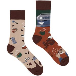 SPOX SOX - Koffie Novelty Crew Sokken - Heren & Dames Mismatched Sokken - Koffie