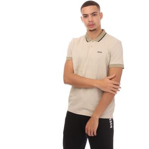 Herenpolo Boss Popcorn-Structuur Stripe in Beige