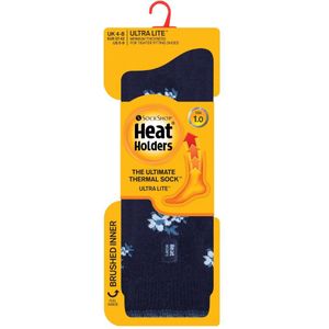 Heat Holders Dames Ultra Lite Thermo Geklede Sokken - Navy Floral (Bellis) - Maat 37 - 42