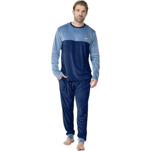 Fluwelen herenpyjama met lange mouwen en ronde hals MU3