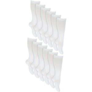 12 paar ademende katoenen kniekousen voor meisjes - Wit