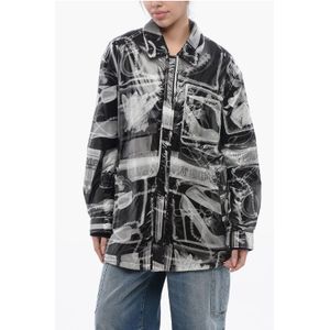 Bedrukt XRAY nylon gewatteerd windjack in zwart en wit