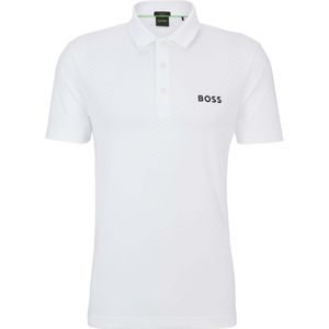 Herenpolo Boss Paddytech Contrast Logo in Wit