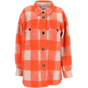 Isabel Marant Étoile Harveli Geruite Overhemdjas in Oranje Polyester