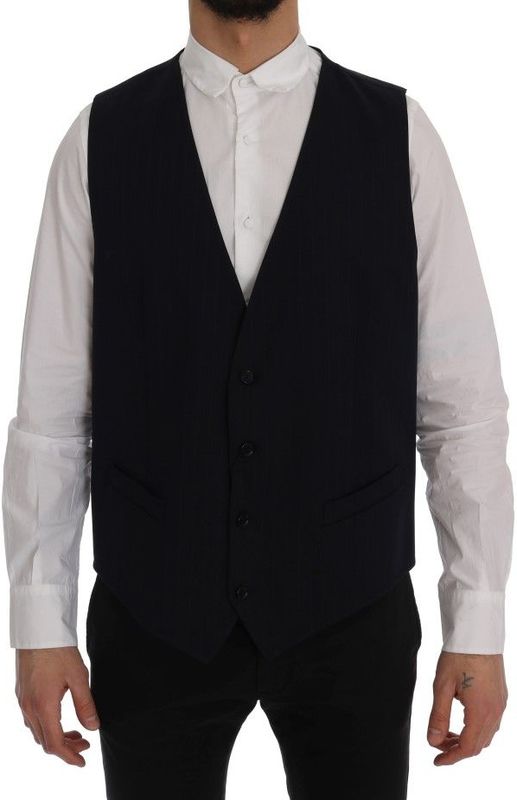 Dolce & Gabbana Mannen Blauw STAFF Wollen Stretch Vest