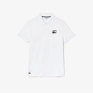Men's Lacoste Regular Fit Branded Stretch Cotton Polo Shirt in White