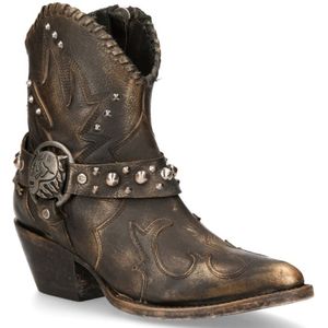 New Rock bruin lederen puntige cowboylaarzen - WSTM004-S1