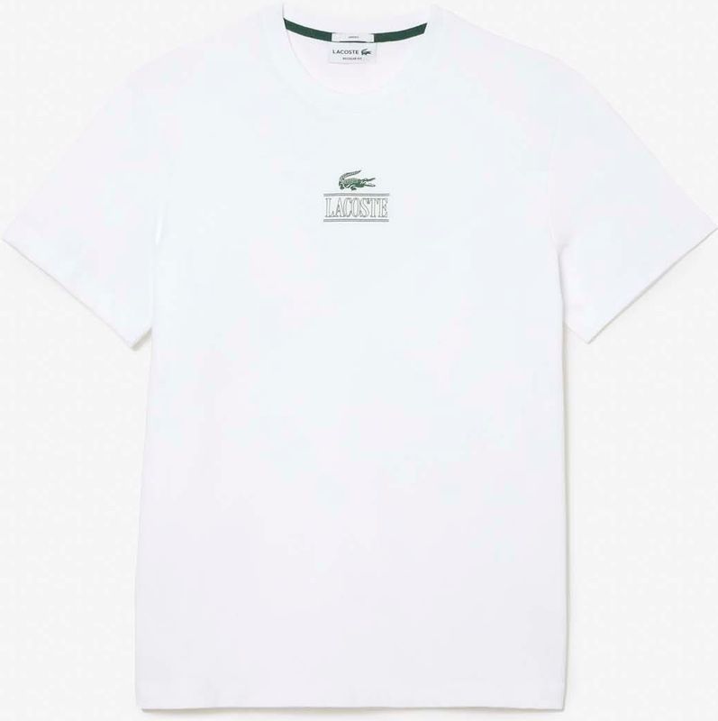 Lacoste - T-shirt - Wit - Regular Fit - Zware Katoenen Jersey