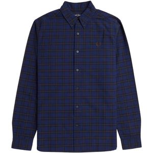 Fred Perry Heren Tartan shirt met lange mouwen (Marineblauw)
