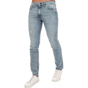 Levis Heren 511 Thrifted Casual Slim Jeans (Blauw)