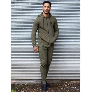 Enzo - Heren Zip Up Hoodie Tracksuit Set - Khaki - Trainingspak
