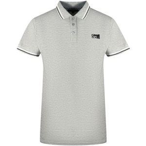 Cavalli Class Twinned Tipped Collar Black Logo Grey Polo Shirt