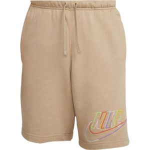 Lichtbruine short met veelkleurig Swoosh-logo van Nike