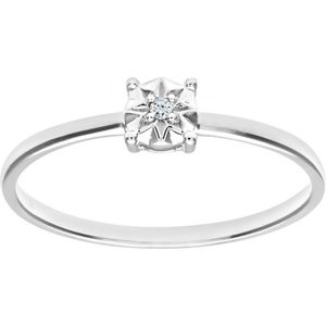 Dames 9ct witgouden illusie set diamanten Solitare ring