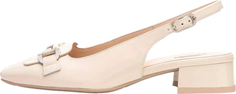 Nerogiardini - Pumps - Beige - Leer - Lakleren Slingback met Gesp