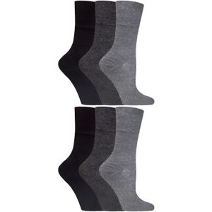 Gentle Grip - 6 paar diabetische damessokken - Grijs 36