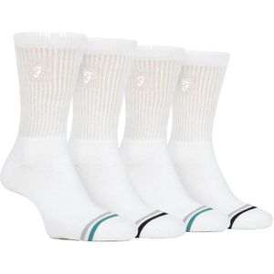 Heren Bamboe Sportsokken in Zwart & Wit | Farah | 4-Pack | Diabetesvriendelijke Sportsokken met Glad Teengedeelte & Losse Bovenkant | Tennis Gym Hardloopsokken - Wit