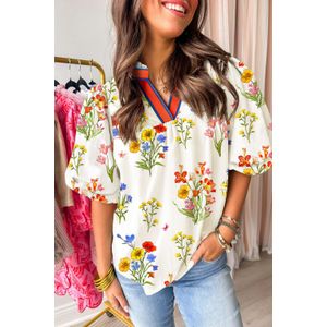 Bloemige Puff Sleeve Blouse