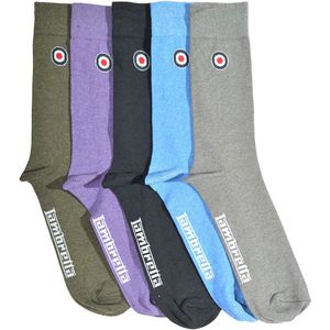 Lambretta Heren Effen Sokken (Verpakt per 5) (Grijs/Marineblauw/Olijfgroen/Blauw/Wijn)
