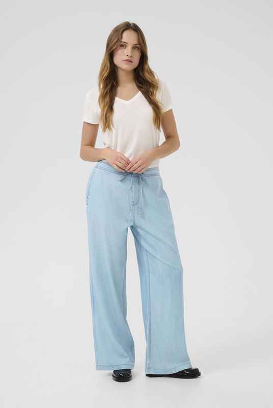 Jeans - Effen - Denim - Light Washed - Wide Leg