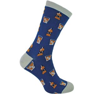 Mr Heron - Whiskey Sokken voor Heren - Bamboe Grappige Whiskey Patroon Kousen - Whiksy (Marine)