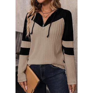 Gehaakte Kleurblok Trui met Kap