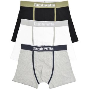 Lambretta Heren Classic Boxershorts (Set van 3) (Zwart/Grijs/Wit)
