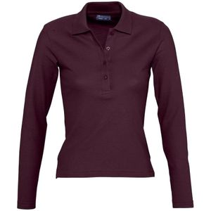 SOLS Dames/dames Podium Lange Mouw Pique Katoenen Polo Shirt (Bourgondië) - Maat XL