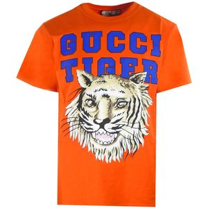 Gucci Tiger Design oranje T-shirt met normale pasvorm