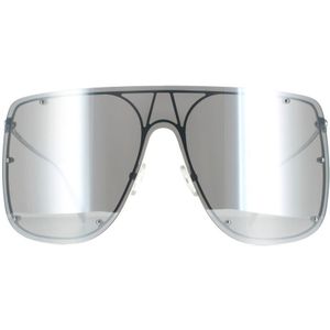 Alexander McQueen zonnebril AM0313S 007 Silver Silver Mirror