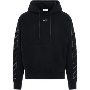 Off Stitch Diag Design - Hoodie - Gebroken Wit - Skate Fit - Zwart