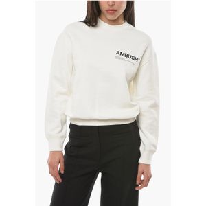 WORKSHOP Sweatshirt met ronde hals en logoprint in wit