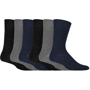 IOMI - Footnurse - Diabetes Sokken - Zwart/Marine/Grijs - 6 Paren, Zonder Elastiek, 39/45 EU