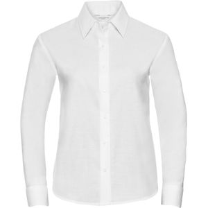 Russell Collection Oxford overhemd met lange mouwen voor dames (Wit)
