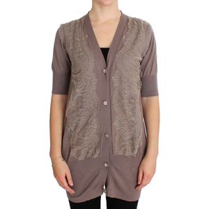 PINK MEMORIES Paarse Kant Katoenen Cardigan Trui