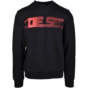 Diesel Unisex Volwassen Gestreepte Logo Sweatshirt (Zwart)