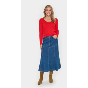 Saint Tropez - Mila SZ LS V-Neck Pullover - Rood - Dames - Knitwear