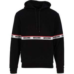 Zwarte hoodie met getapete borst van het Moschino-merk