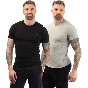 Calvin Klein Heren Essential T-shirt met ronde hals (Set van 2) (Zwart/Grijs)